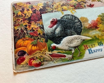 Vintage 1909 Thanksgiving embossed postcard original