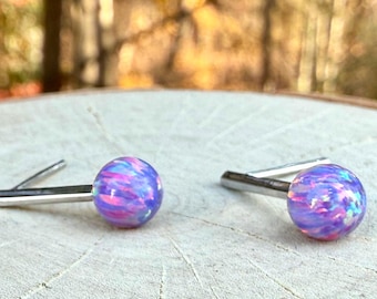 Ausrufezeichen Opal Ohrstecker - Sterling Silber und Rosa Edelstein Ohrstecker, Minimalistischer Schmuck