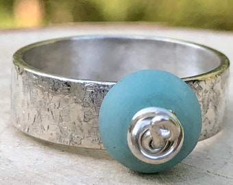 Sommer Haze Sterling Silber Ring mit Amazonit Edelstein, handgefertigter Schmuck