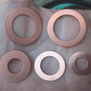 Copper Large and Medium Washers - 18, 22 and 24 gauge