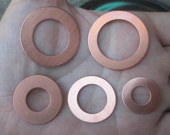 Copper Large and Medium Washers - 18, 22 and 24 gauge