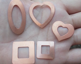 Copper Oval, Square or Heart Frames Or Pendant - You choose which one