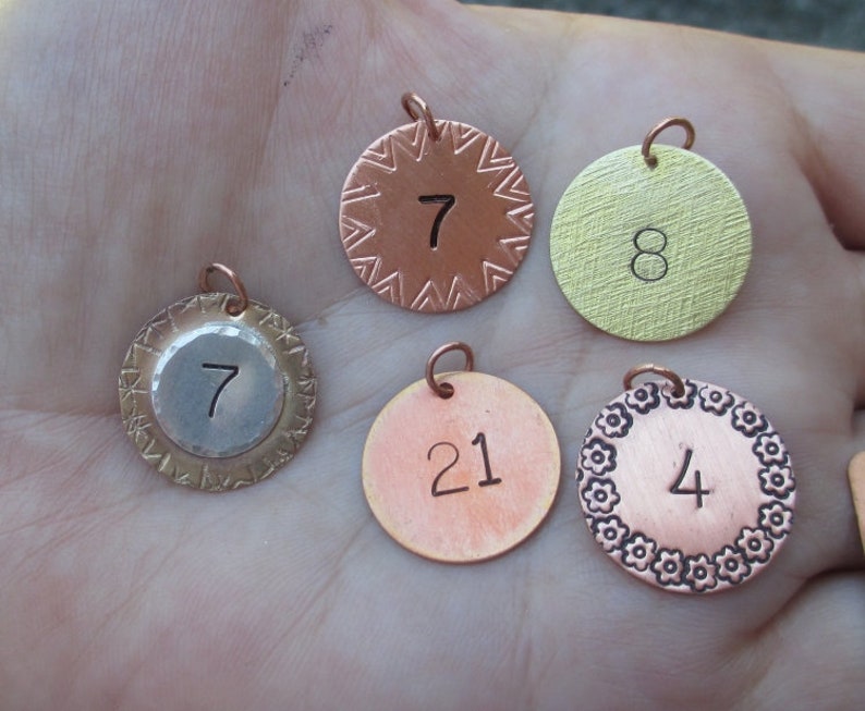 Copper,Brass or Nickel Number Tags3/8, 1/2, 5/8, 3/4 or 1 size image 3