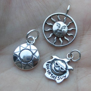 sterling silver sun charmone charmyou choose which one image 1