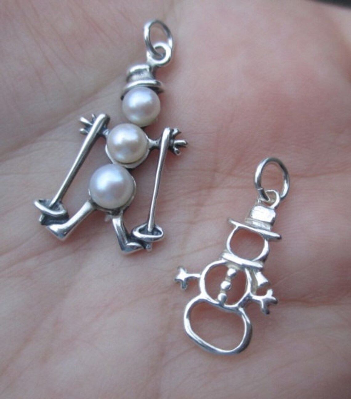 Ag Sterling Cubic Zirconia Snowman, Holly & Bow Charm main image 0