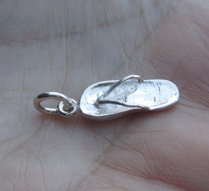 Sterling Silver Flip Flop Charmone charmLarge or small size or Lobster charm image 2