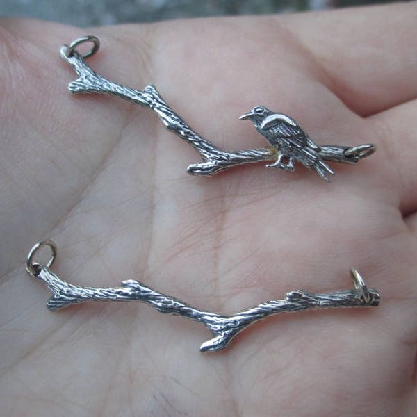 Sterling Silver Branch Pendant(one), Bronze Branch or Branch with Raven