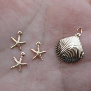 Gold Filled Small Starfish Charm or Shell Charm(you choose the quantity and style)
