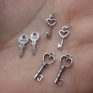 Sterling Silver Heart Keys and Small Keys