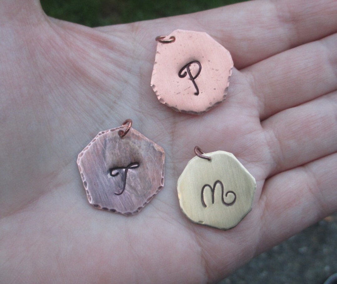 Copper, Brass, or Nickel Rustic/organic Initial or Number Tags - Etsy