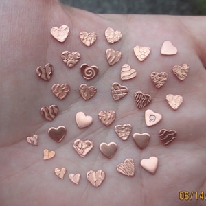 Tiny Copper Heart Discs/ one quarter inch (24 or 22 gauge)