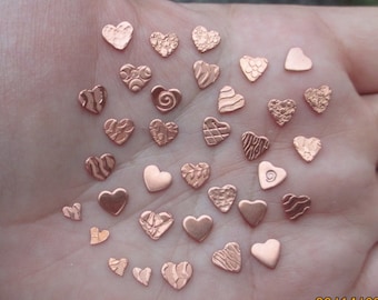 Tiny Copper Heart Discs/ one quarter inch (24 or 22 gauge)