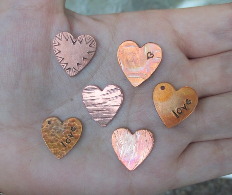 Copper Heart Charms,rectangle or double heart charms image 7