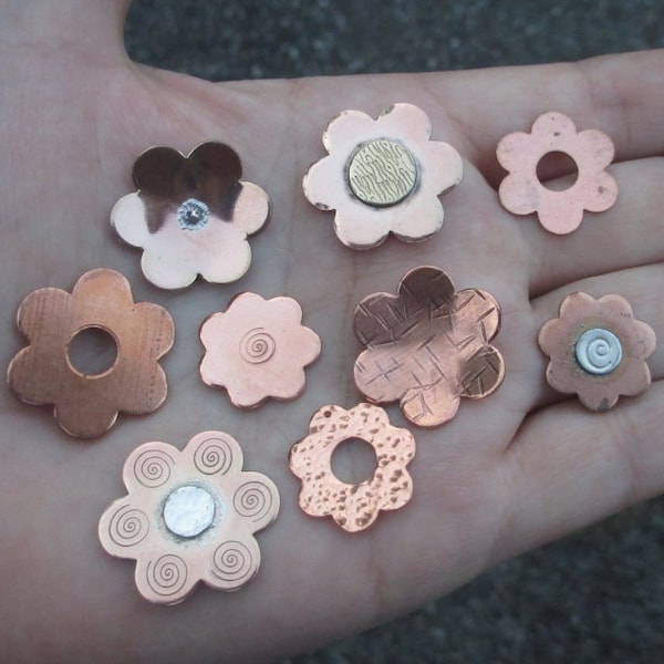 Copper Heart Large or Small or Flower Stamping's Large or Medium