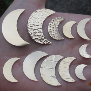 Gold filled, Copper or Brass Moon Stamping - Plain or Designed(32mm, 25mm, 16mm or 12mm size) 1 quantity
