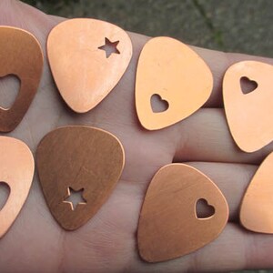 Copper Guitar Picks with Heart or Star cut outYou choose the quantity image 2