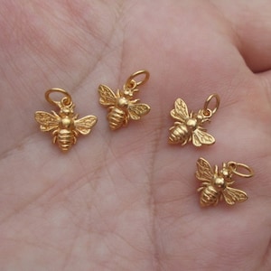 Gold Plated or Bronze Bee Charm-You choose the quantity