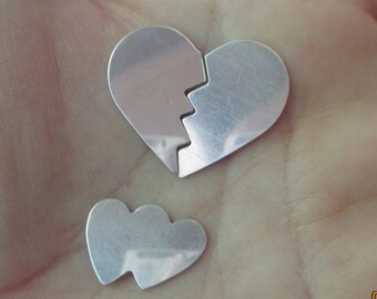 Sterling Silver Broken ou Double Heart Blank - (un cœur)Vous choisissez lequel