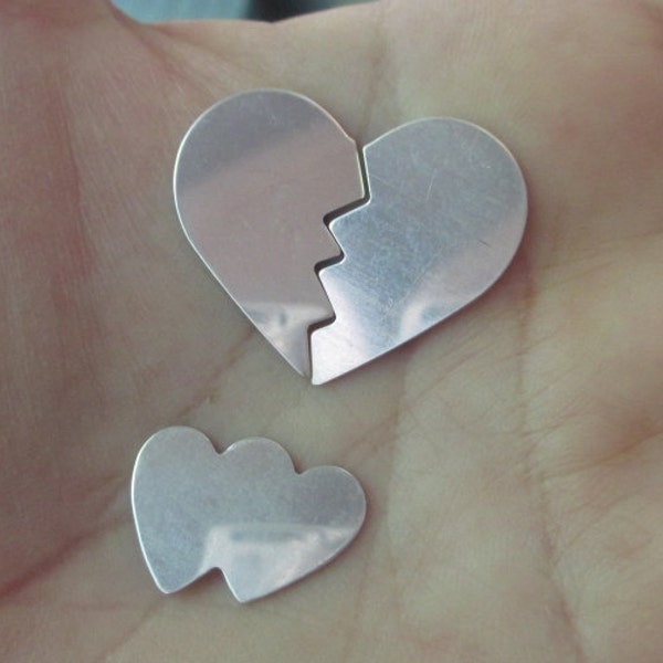 Sterling Silver Broken or  Double Heart Blank - (one heart)You choose which one