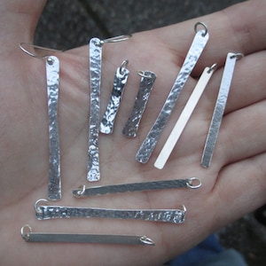 Sterling Silver Hammered Bars or Earrings, or Plain Bar.
