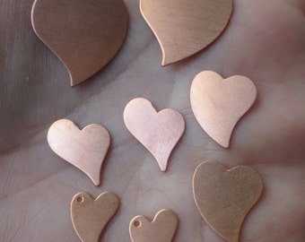 Fancy Copper Hearts,Slanted Copper Hearts or Curved Copper Hearts(You choose which ones)