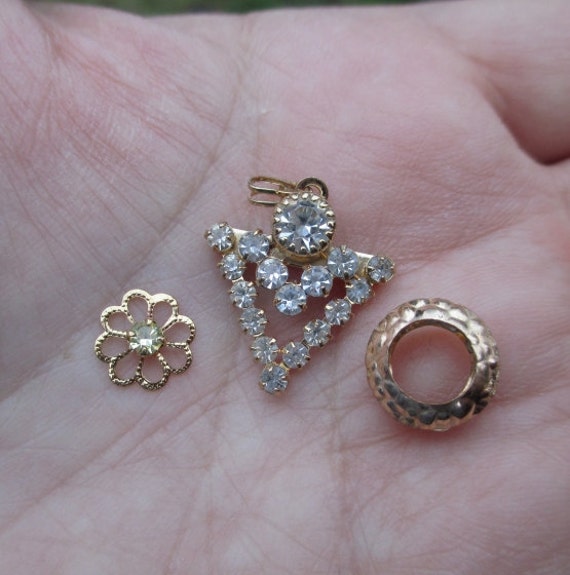 Gold Filled Large Hole Connector, Jonquil Flower or Triangle shaped Crystal Pendant-You choose which one