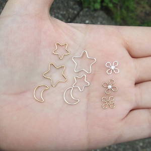 Sterling silver and Gold filled Flowers, Stars and Moon or Moon and Stars Earrings