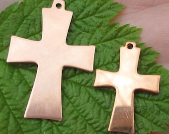 Copper Small or Large Cross Stamping( 22gauge)(2 Cross Charms/stampings)