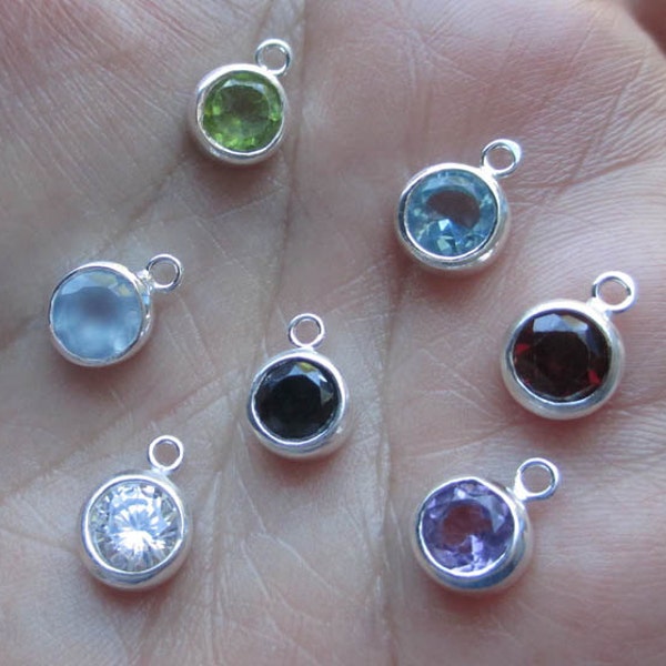 Sterling Silver And Crystal Drops(one drop)Blue topaz,Peridot, Garnet, blue chalcedony, or clear