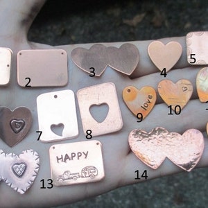 Copper Heart Charms,rectangle or double heart charms image 10