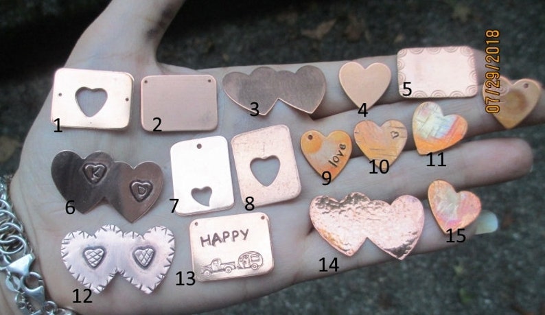 Copper Heart Charms,rectangle or double heart charms image 10