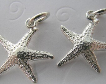 Sterling Silver Starfish Charm(1, 2, or 3 starfish)