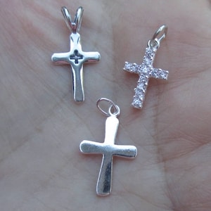 Sterling Silver CZ Cross, Rounded Cross or Oxidized Cross charm