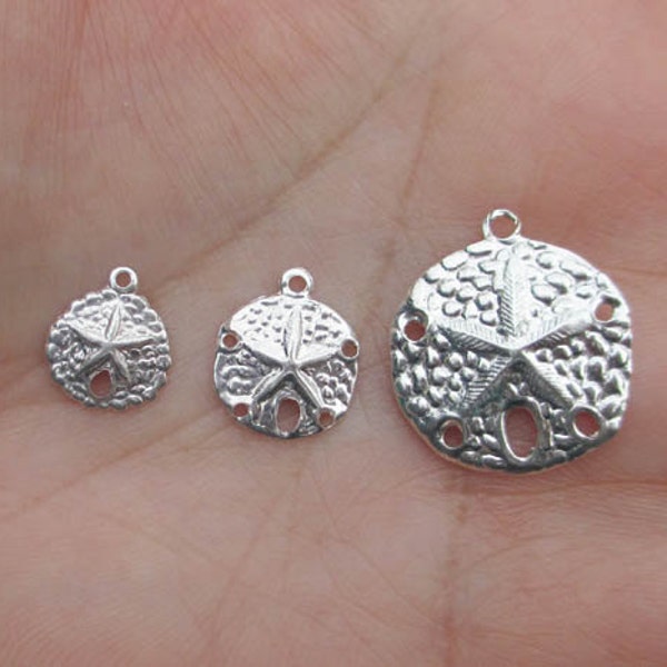Sterling Silver Sand Dollar Charms - 3 Sizes to choose from