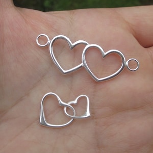 Sterling Silver Double Heart Link or Floating Hearts Charm