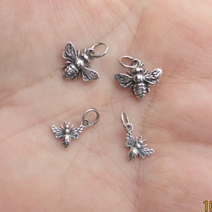 Sterling Silver Honey Bee Charm or Sideways Bee Charm(one,two or three bee&#39;s)