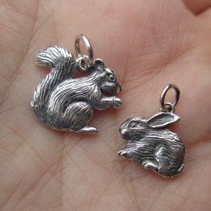 Sterling Silver Squirrel, Bunny Charm, or bunny necklace