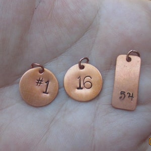 Copper,Brass or Nickel Number Tags3/8, 1/2, 5/8, 3/4 or 1 size image 4