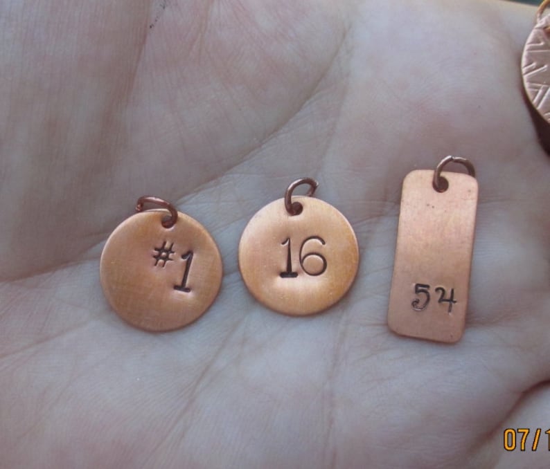 Copper,Brass or Nickel Number Tags3/8, 1/2, 5/8, 3/4 or 1 size image 4