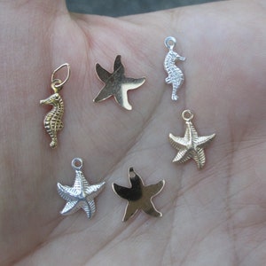 Sterling Silver or Gold Filled Seahorse,Starfish Charms or GF Starfish Stamping-You choose which one image 3