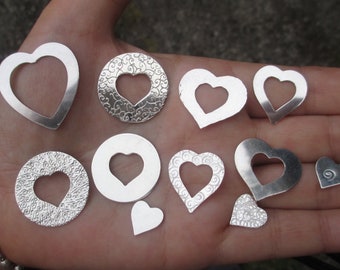 Sterling Silver Heart with Heart Cutout 1- 1/8 inch(one)