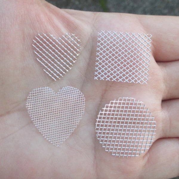 Fine Silver Mesh 1" inch Circles (2 quantity) or 1" Hearts