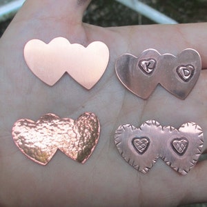 Copper Heart Charms,rectangle or double heart charms image 6