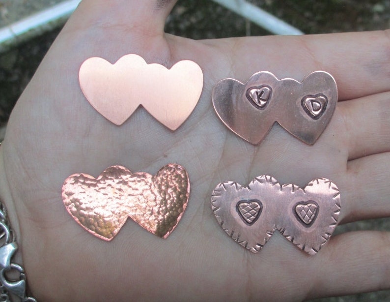 Copper Heart Charms,rectangle or double heart charms image 6