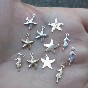 Sterling Silver or Gold Filled Seahorse,Starfish Charms or GF Starfish Stamping-You choose which one image 1