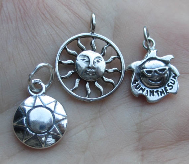 sterling silver sun charmone charmyou choose which one image 2