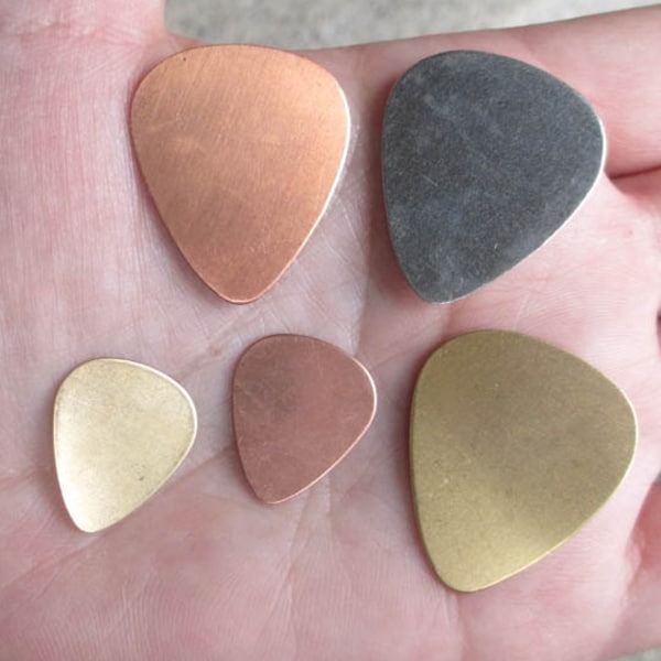 Copper or Brass Guitar picks - Large or Medium size(2 total)