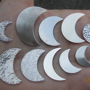 Sterling Silver Moon Stampings(1/2&quot;, 1&quot; or 1-1/4&quot; size)(24 or 22 gauge)