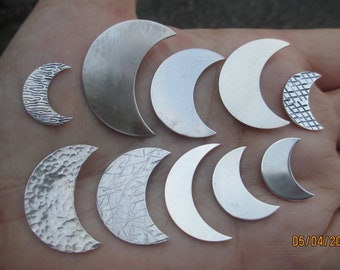 Sterling Silver Moon Stampings(1/2", 1" or 1-1/4" size)(24 or 22 gauge)