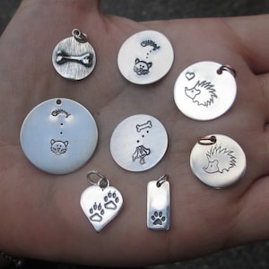 Sterling Silver Paw Print Heart, or Dog Bone Pendant(one)You choose which one